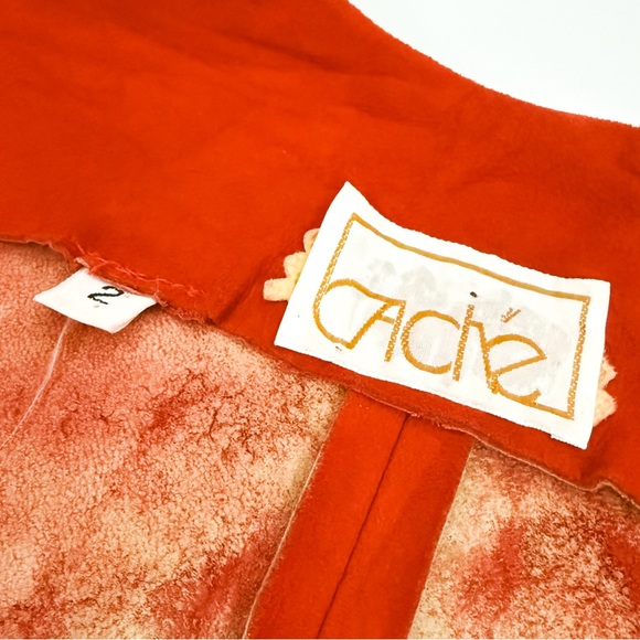 Vintage 90’s Fringe Trimmed Genuine Suede Leather Jacket in Mandarin Red Size 2 - Picture 10 of 10